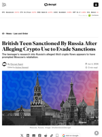 British Teen Sanctioned By Russia After Alleging Crypto Use to Evade Sanctions - Decrypt