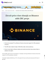 Zircuit price rises sharply as Binance adds ZRC perps - CoinJournal