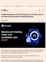 Toobit Integrates CCXT, Giving Every Trader Access to Professional-Grade Trading Systems - AMBCrypto