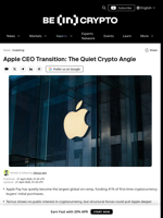 Apple CEO Transition: The Quiet Crypto Angle - BeInCrypto