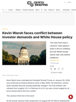 Kevin Warsh faces conflict between investor demands and White House policy
