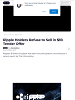 Ripple Holders Refuse to Sell in $1B Tender Offer - U.Today