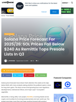 Solana Price Forecast For 2025/26: SOL Prices Fall Below $240 As Remittix Tops Presale Lists In Q3 | Live Bitcoin News