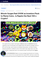 Bitcoin Surges Past $105K as Investors Flock to Meme Coins , Is Pepeto the Next 100 x Crypto?