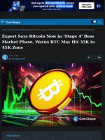 Expert Says Bitcoin Now in 'Stage 4' Bear Market Phase, Warns BTC May Hit 35K to 45K Zone