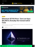 Ethereum (ETH) Price: Tom Lee Says $6,000 Is Actually the Conservative Case - CoinCentral