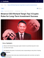 Binance CEO Richard Teng’s Top 3 Crypto Rules for Long-Term Investment Success