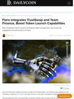 Flare Integrates TrustSwap and Team Finance, Boost Token Launch Capabilities - DailyCoin