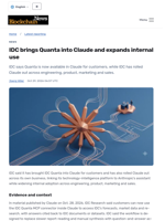 IDC brings Quanta into Claude and expands internal use - Blockchain.News