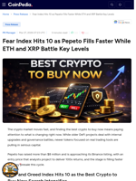 Fear Index Hits 10 as Pepeto Fills Faster While ETH and XRP Battle Key Levels