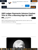 XRP Ledger Payments Volume Crashes 72%: Is This a Warning Sign for XRP? - U.Today