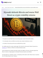 Kiyosaki defends Bitcoin and warns Wall Street as crypto volatility returns - CoinJournal
