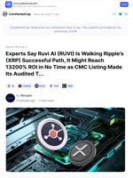 Experts Say Ruvi AI (RUVI) Is Walking Ripple’s (XRP) Successful Path, It Might Reach 13200% ROI in No Time as CMC Listing Made Its Audited T...: Guest Post by 36crypto | CoinMarketCap