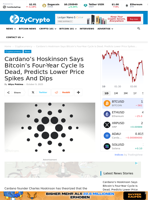 Cardano's Hoskinson Says Bitcoin’s Four-Year Cycle Is Dead, Predicts Lower Price Spikes And Dips ⋆ ZyCrypto