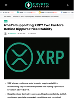 What’s Supporting XRP? Two Factors Behind Ripple’s Price Stability - Crypto News Flash