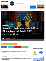 Solo Bitcoin Miner Nets $373K Block Reward Amid Stiff Competition | Live Bitcoin News