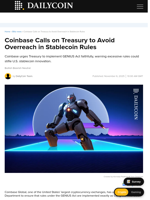 Coinbase Calls on Treasury to Avoid Overreach in Stablecoin Rules - DailyCoin
