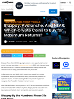 Blazpay, Avalanche, And NEAR: Which Crypto Coins to Buy for Maximum Returns? | Live Bitcoin News