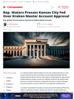 Lawmaker Presses Kansas City Fed Over Kraken
