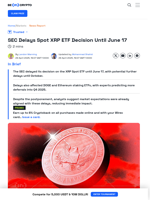 SEC Delays XRP and Other ETFs Until June 17