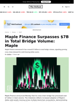 Maple Finance Surpasses $7B in Total Bridge Volume: Maple - 