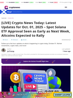 [LIVE] Crypto News Today: Latest Updates for Oct. 01, 2025