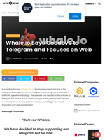 Whale.io Says Goodbye to Telegram and Focuses on Web | Live Bitcoin News