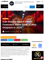 Can Solana Reach $500? Forecasts Show Ozak AI May Outpace in
2025