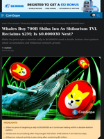 Whales Buy 700B Shiba Inu As Shibarium TVL Reclaims $2M; Is $0.000030 Next?