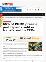 60% of PUMP presale participants sold or transferred to CEXs - The Crypto News Wire