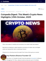 Coinpedia Digest: This Week’s Crypto News Highlights | 25th October, 2025