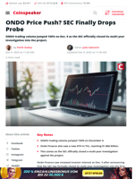 ONDO Price Push? SEC Finally Drops Probe - Coinspeaker