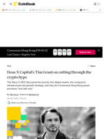 Deus X Capital’s Tim Grant on cutting through the crypto hype