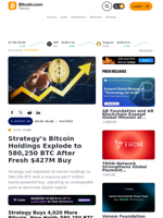 Strategy’s Bitcoin Holdings Explode to 580,250 BTC After Fresh $427M Buy – Featured Bitcoin News