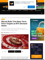 Bitcoin Bulls Trim Near-Term Price Targets As Demand Fades