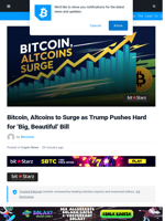 Trump Urges US Congress to Support ‘Big, Beautiful' Bill; Bitcoin, Altcoins Surge