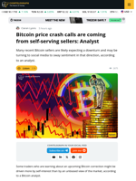 Bitcoin Crash Calls Coming From Bear Market Hopefuls: Analyst