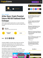 Arthur Hayes: Crypto Perpetual Futures Will Kill Traditional Stock Exchanges