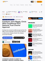 Coinbase Joins Ripple, Circle With Conditional OCC National Trust Charter Approval – Crypto News Bitcoin News