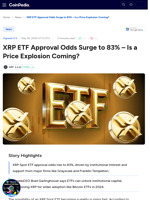 XRP ETF Approval Odds Surge to 83% – Is a Price Explosion Coming?