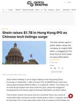 Shein raises $1.7B in Hong Kong IPO as Chinese tech listings surge