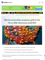 Bitcoin ownership surpasses gold in the US as 50M Americans hold BTC - CoinJournal