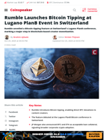 Rumble Launches Bitcoin Tipping at Lugano PlanB Event in Switzerland - Coinspeaker