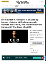 Mo Gawdat: AI's impact is shaped by human choices, ethical concerns in warfare are critical, and job disruption is imminent | The Diary of a CEO