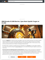 BNB Breaks $1,000 Barrier, Eyes Next Upside Target at $1,550 - Brave New Coin