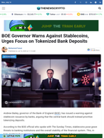 BOE Governor Warns Against Stablecoins, Urges Focus on Tokenized Bank Deposits - TheNewsCrypto