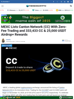 MEXC Lists Canton Network (CC) With Zero-Fee Trading and 333,433 CC & 25,000 USDT Airdrop+ Rewards