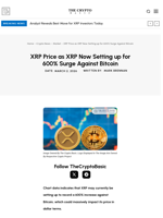 XRP Price as XRP Now Setting up for 600% Surge Against Bitcoin