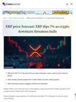 XRP price forecast: XRP dips 7% as crypto downturn threatens bulls - CoinJournal