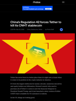China’s Regulation 42 forces Tether to kill its CNHT stablecoin